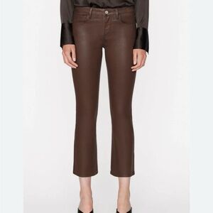 Frame Le Crop Mini Boot Chocolate Leather Pants